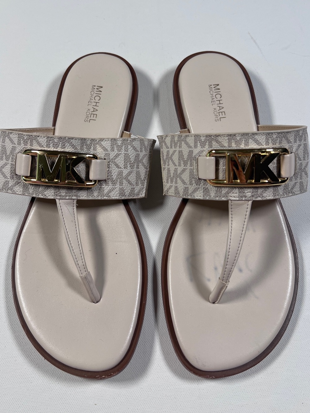 Michael Michael Kors White Logo Sandals 7.5